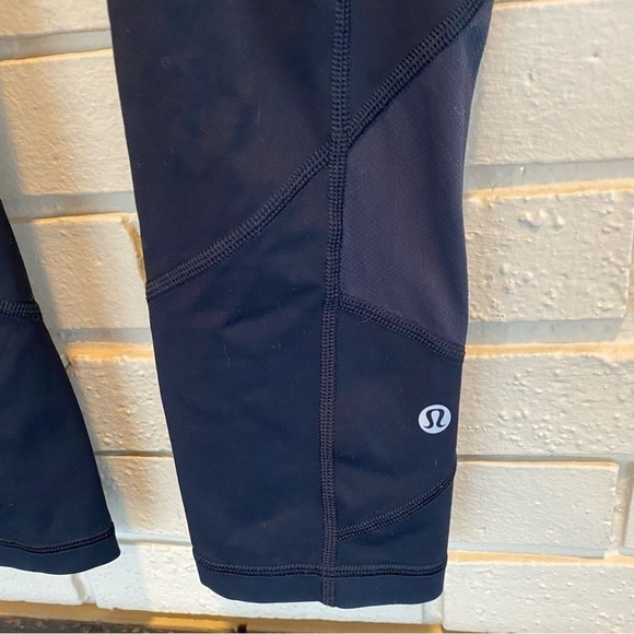 Lululemon Pace Rival 22'' Crop Leggings Luxtreme Side Pockets Run Black Women 4 - Picture 6 of 14